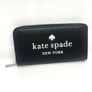 KATE SPADE NEW YORK BLACK LEATHER ZIP ACCORDION WALLET NWT LARGE CONTINENTAL
